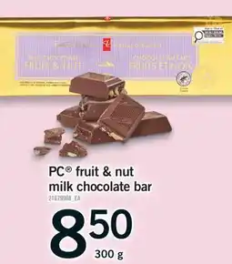 Fortinos PC FRUIT & NUT MILK CHOCOLATE BAR, 300 G offer