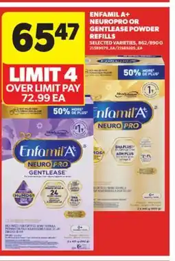 Real Canadian Superstore ENFAMIL A + NEUROPRO OR GENTLEASE POWDER REFILLS, 862/890 G offer