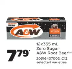 Real Canadian Superstore ZERO SUGAR A&W ROOT BEER , 12X355 ML offer