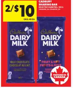 Real Canadian Superstore CADBURY SHARING BAR, 180 G offer