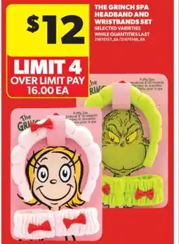 Real Canadian Superstore THE GRINCH SPA HEADBAND AND WRISTBANDS SET offer
