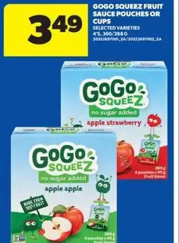 Real Canadian Superstore GOGO SQUEEZ FRUIT SAUCE POUCHES OR CUPS, 4' S, 360/388 G offer