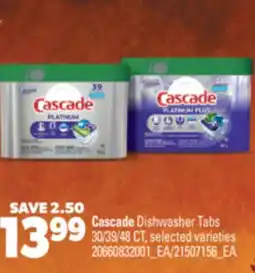 Real Canadian Superstore CASCADE DISHWASHER TABS, 30/39/48 CT offer