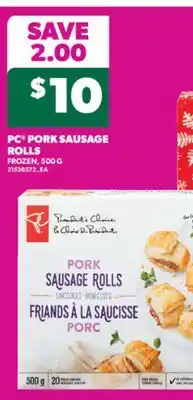 Real Canadian Superstore PC PORK SAUSAGE ROLLS, 500 G offer