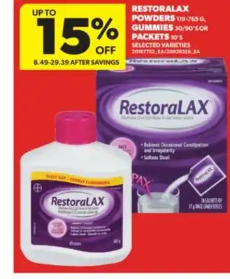 Real Canadian Superstore RESTORALAX POWDERS, 119-765 G GUMMIES, 30/90'S OR PACKETS, 10'S offer