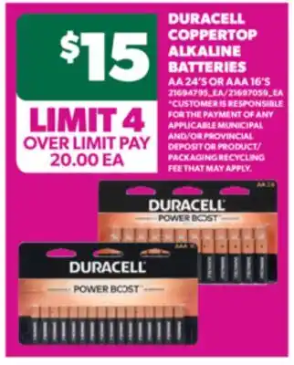 Real Canadian Superstore DURACELL COPPERTOP ALKALINE BATTERIES offer