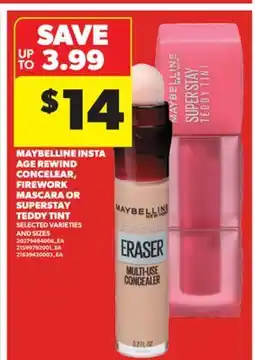 Real Canadian Superstore MAYBELLINE INSTA AGE REWIND CONCELEAR, FIREWORK MASCARA OR SUPERSTAY TEDDY TINT offer