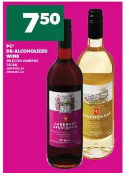 Real Canadian Superstore PC DE-ALCOHOLIZED WINE, 750 ML offer