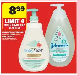 Real Canadian Superstore JOHNSON & JOHNSON, 800 ML OR DOVE, 591 ML BABY NEEDS offer