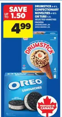 Real Canadian Superstore DRUMSTICK, 4-6'S, CONFECTIONARY NOVELTIES, 4-10'S OR TUBS, 1.5 L offer