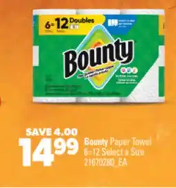 Real Canadian Superstore BOUNTY PAPER TOWEL, 6=12 SELECT A SIZE offer