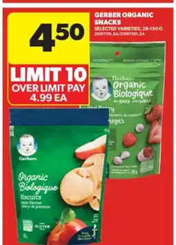 Real Canadian Superstore GERBER ORGANIC SNACKS, 28-150 G offer