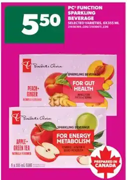 Real Canadian Superstore PC FUNCTION SPARKLING BEVERAGE, 6X355 ML offer