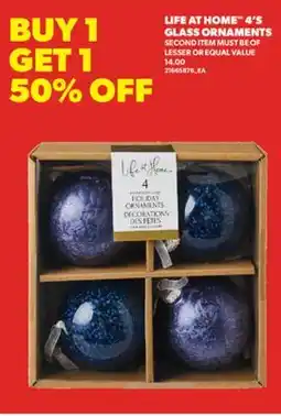 Real Canadian Superstore LIFE AT HOME 4' S GLASS ORNAMENTS offer