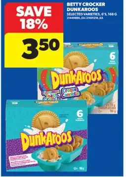 Real Canadian Superstore BETTY CROCKER DUNKAROOS, 6'S, 168 G offer