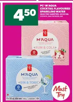 Real Canadian Superstore PC M'AQUA COCKTAIL FLAVOURED SPARKLING WATER, 6X355 ML offer