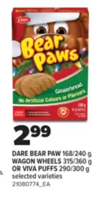 Real Canadian Superstore DARE BEAR PAW, 168/240 g, WAGON WHEELS, 315/360 g OR VIVA PUFFS, 290/300 g offer