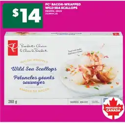 Real Canadian Superstore PC BACON-WRAPPED WILD SEA SCALLOPS, 260 G offer