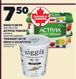 Independent Grocer SIGGI'S SKYR 650/750 G ACTIVIA YOGURT 12X100 G offer