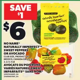 Independent Grocer NO NAME NATURALLY IMPERFECT SWEET PEPPERS OR AVOCADO, 2.2/2.5 LB offer