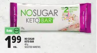Metro NO SUGAR KETO BAR offer