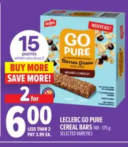 Metro LECLERC GO PURE CEREAL BARS offer