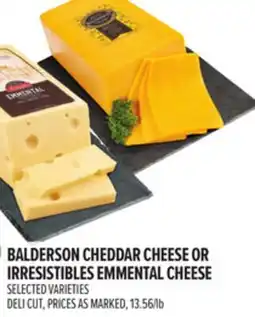 Metro BALDERSON CHEDDAR CHEESE OR IRRESISTIBLES EMMENTAL CHEESE offer