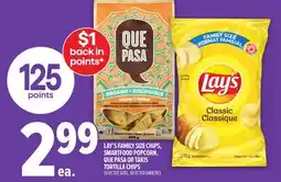 Metro LAY'S FAMILY SIZE CHIPS, SMARTFOOD POPCORN, QUE PASA OR TAKIS TORTILLA CHIPS offer