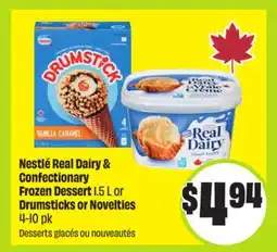 FreshCo Nestle Real Dairy & Confectionary Frozen Desserts 1.5 L or Drumsticks or Novelties 4-10 pk offer