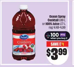 FreshCo Ocean Spray Cocktail 1.89 L or 100% Juice 1.77 L offer