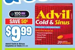 FreshCo Advil Cold & Sinus Caplets or Gels 20 pk offer