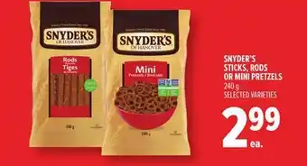 Metro SNYDER'S STICKS, RODS OR MINI PRETZELS offer