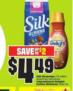 FreshCo Silk Beverage 1.75-1.89 L Selected Varieties International Delight Coffee Whitener 946 mL offer