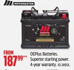 Canadian Tire MOTOMASTER OEPlus Batteries offer