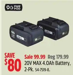 Canadian Tire Pwr-pod 20V MAX 4.0Ah Battery offer