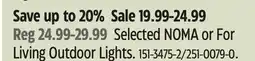 Canadian Tire For-Living Selected NOMA or For Living Outdoor Lights offer