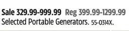 Canadian Tire Selected Portable Generators offer