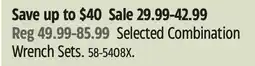 Canadian Tire Mastercraft Selected Combination Wrench Sets offer