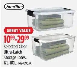 Canadian Tire Selected Clear Ultra-Latch Storage Totes offer