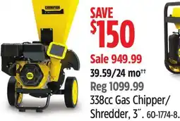 Canadian Tire Champion 338cc Gas Chipper/ Shredder offer