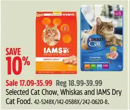 Canadian Tire Purina Selected Cat Chow, Whiskas and IAMS Dry Cat Food offer