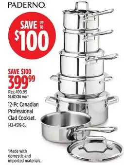 Canadian Tire 12-Pc Canadian Professional Clad Cookset offer