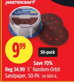 Canadian Tire Mastercraft 5˝ Random-Orbit Sandpaper, 50-Pk offer