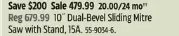 Canadian Tire MAXIMUM 10˝ Dual-Bevel Sliding Mitre Saw with Stand, 15A offer