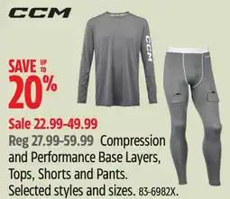 Canadian Tire CCM Compression and Performance Base Layers offer