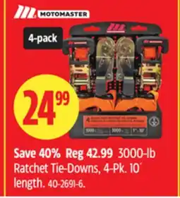 Canadian Tire MotoMaster 3000-lb Ratchet Tie-Downs, 4-Pk offer