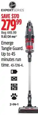 Canadian Tire Hoover Emerge Tangle Guard. Up to 45 minutes run time offer