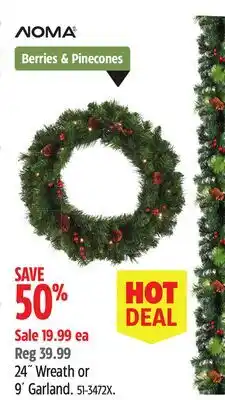 Canadian Tire 24 Wreath or 9' Garland offer