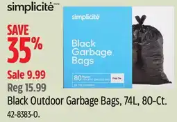 Canadian Tire Black Outdoor Garbage Bags Simplicite offer