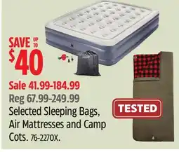 Canadian Tire Yukon Selected Sleeping Bags, Air Mattresses and Camp Cots offer